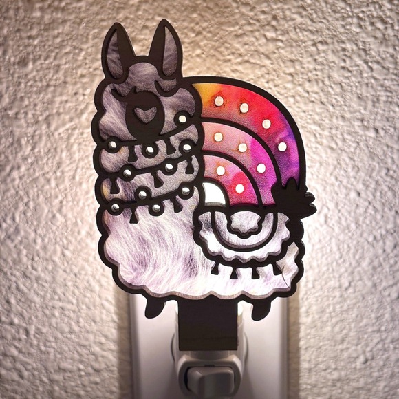 Bone and Bloom Other - Llama Rainbow Night Light Plug‎ In Wall Decor Handmade LED Bulb Alpaca